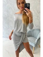 Asymetrické šaty, 3/4 rukávy, šedé Asymetrické šaty, 3/4 rukávy, šedé