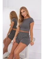 Bavlněná souprava s kraťasy grafitová