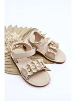 Dětské sandály se suchým zipem srdce béžová Havana