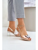 Průhledné Sandály S Motýlem Na Podpatku D&A MR42-326 Zlaté