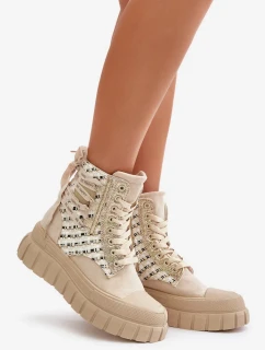 Vysoké Dámské Tenisky Na Masivní Platformě Světle Béžové Kernia