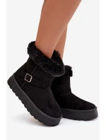 Dámské sněhule na platformě s přezkou a kožíškem Jesella – černé