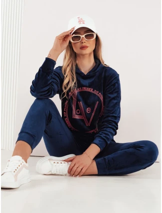VIP PRIVATE tmavě modrý dámský velurový komplet FashionStreet AY0867