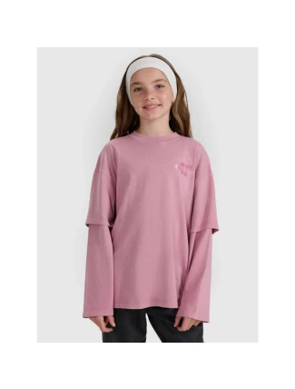 Dívčí tričko oversize s potiskem a dlouhým rukávem 4F 4FJRAW25TLONF543-54S Dívčí tričko oversize s potiskem a dlouhým rukávem 4F 4FJRAW25TLONF543-54S