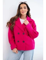 Dámská krátká dvouřadová bunda s límcem fuchsiová
