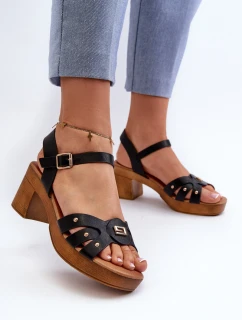 Dámské sandály na podpatku z eko kůže černé Assames