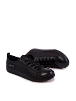 Pánské nízké kožené tenisky Big Star KK174009 Černá Pánské nízké kožené tenisky Big Star KK174009 Černá