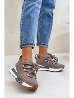 Semišové dámské sneakersy na platformě s tlustým šněrováním Artiker 54C1463 šedé