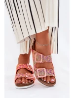 Dámské Pantofle S Přezkami A Leskem Oranžové S.Barski RB51-006