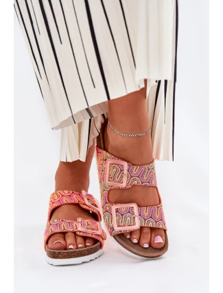 Dámské Pantofle S Přezkami A Leskem Oranžové S.Barski RB51-006