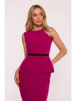 S427 Peplum šaty - švestka