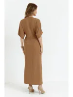 Maxi šaty K163 béžové - Makover