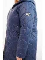 Dámská bunda Plus Size zimní prošívaná s kapucí modrá