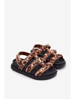 Dívčí sandály se zlatým detailem leopard Lunessa
