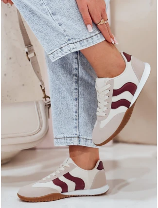 FashionStreet dámské béžovo-bordó tenisky ZY0779