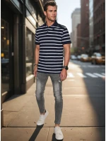 Pánská pruhovaná polokošile tmavě modrá FashionStreet PX0637