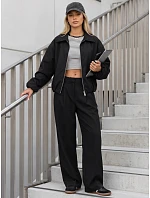 Krátká dámská mezisezónní bunda typu bomber bez kapuce, černá, FashionStreet TY5958 Krátká dámská mezisezónní bunda typu bomber bez kapuce, černá, FashionStreet TY5958
