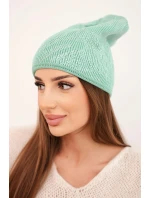 Dámská zimní čepice z vlny s dvojitým ohrnovacím lemem K426 oranžová