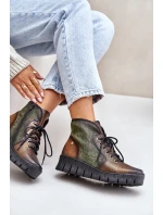 Kožené Boty Na Platformě A Klínu Maciejka 06702-09 Zeleno-Zlaté Kožené Boty Na Platformě A Klínu Maciejka 06702-09 Zeleno-Zlaté