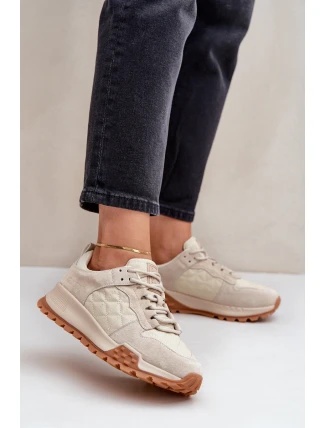 Dámské kožené tenisky Big Star OO274A315 Hi-Poly System béžové