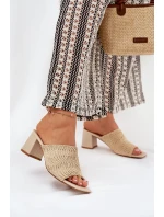 Dámské Pantofle S Pletením Na Podpatku Béžové Ciariloria