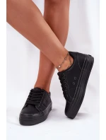 Ekologické Kožené Tenisky Dámské Na Platformě Big Star RR274299 Černé
