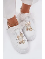 Dámské Tenisky Na Platformě S Křišťálky Bílé Panterka Ocerdia