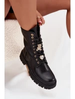 Dámské Botky Worker S Připínkami Zateplené Černé Lomina