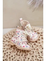 Dětské Zateplené Kotníkové Boty Se Zipem Jednorožci Béžové Tiptop