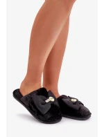 Dámské Pantofle S Kožešinou A Mašlí Černé Olfedi Dámské Pantofle S Kožešinou A Mašlí Černé Olfedi