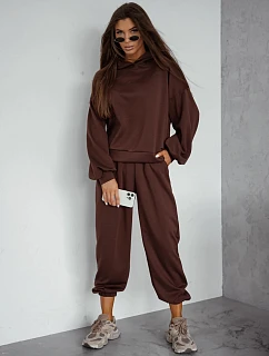 Dámská tepláková souprava „Masełko“ s kapucí v čokoládové barvě FashionStreet AY1212
