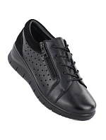 Dámské kožené polobotky na podpatku černé Vinceza 39977