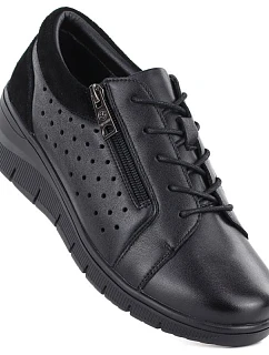 Dámské kožené polobotky na podpatku černé Vinceza 39977