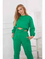 Zateplený set s krátkou mikinou zelený