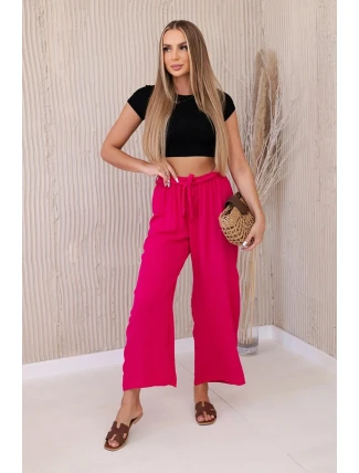 Kalhoty s širokým pasem fuchsie