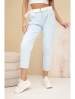 Dámské kordové kalhoty s páskem modré