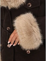 Dámská bunda s odnímatelnou kožešinou, hnědá, FashionStreet TY5851 Dámská bunda s odnímatelnou kožešinou, hnědá, FashionStreet TY5851