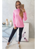 Poloviční svetr s rolákem světle růžový