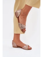 Dámské Kožené Sandály Na Ploché Podpatky Maciejka 06947-25 Zlaté