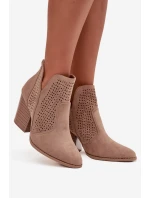 Odkryté dámské kotníkové boty na podpatku S.Barski HY51-060 béžové Odkryté dámské kotníkové boty na podpatku S.Barski HY51-060 béžové