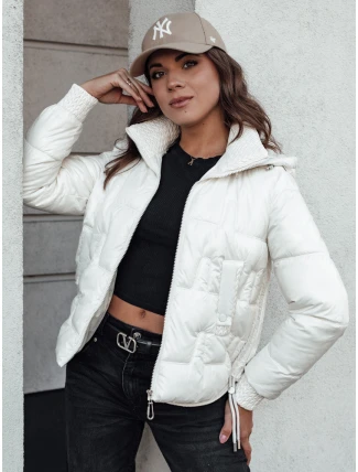 Dámská zimní bunda FASHWARM krátká prošívaná s kapucí bílá FashionStreet TY4637