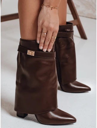 Dámské kozačky na jehlovém podpatku s širokým svrškem hnědé FashionStreet ZY1117 Dámské kozačky na jehlovém podpatku s širokým svrškem hnědé FashionStreet ZY1117