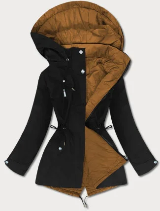 Černo-karamelová oboustranná dámská bunda (W502-1) Černo-karamelová oboustranná dámská bunda (W502-1)