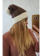 Fleecová čepice Bibiana K264 ecru+mocca