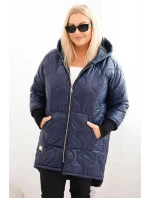 Dámská zimní bunda Plus Size prošívaná s kapucí granátová Dámská zimní bunda Plus Size prošívaná s kapucí granátová