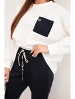 Dámský set máslový s kontrastní kapsou modrý