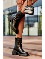 Ocieplane kožené botky s klíčem černé Osonia