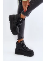 Zazoo 3392/X Dámské Kožené Sportovní Boty na Platformě Černé