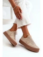 Dámské semišové tenisky Zazoo na platformě béžové Dámské semišové tenisky Zazoo na platformě béžové