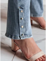 Dámské džínové zvonové kalhoty s páskem BELLONIZ modré FashionStreet UY2464